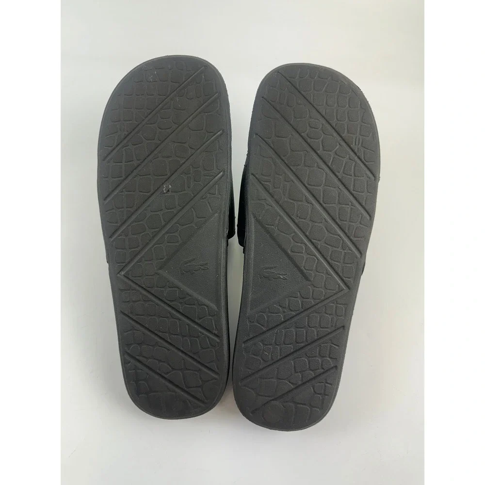 Lacoste Fraisier Slide Sandals Black Sporty Slip On Lightweight Casual Mens 9